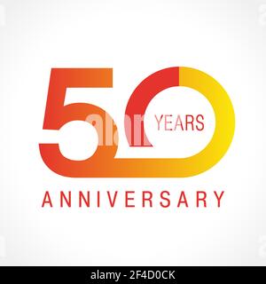 50 years old celebrating logotype. Colored happy anniversary 50 th numbers. Creative decorative greetings. Age symbol. Special prize, percent off. Lab Stock Vector