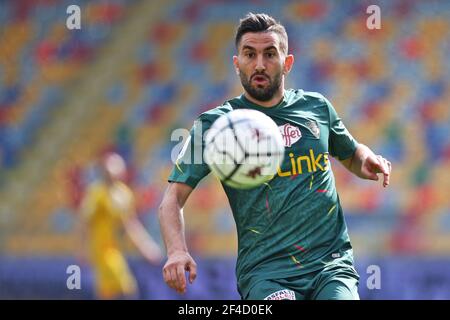 Massimo Coda of Lecce in action during the Italian championship, BKT Lega Serie B football match between Frosinone Calcio and US Lecce on March 20, 2021 at Benito Stirpe stadium in Frosinone, Italy - Photo Federico Proietti / DPPI Stock Photo