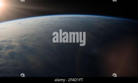 View of Earth planet in outer space. Elements of this image furnished by NASA. Stock Photo
