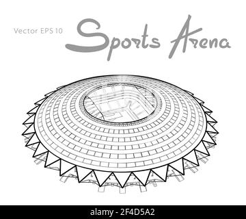 Hand drawn sketch of the new sports arena in Samara. Stock Vector