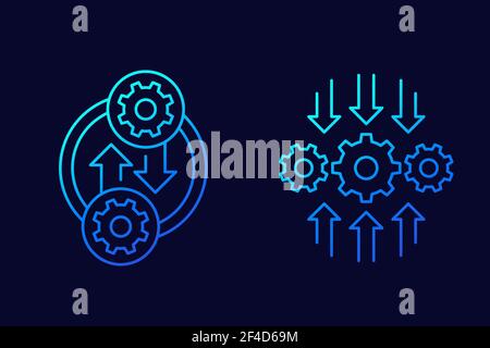 Integration or optimization line icons, vector art Stock Vector