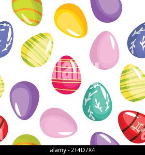 Pattern Easter eggs set, Easter holiday, colored eggs. Vector Stock Vector