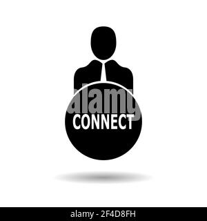 Business person with text CONNECT flat icon. Isolated on white background.Vector illustration Stock Vector