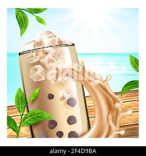 Bubble Tea Creative Promotional Banner Vector Illustration Stock Vector