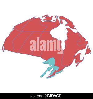 Canada map with round 3D distortion Stock Vector