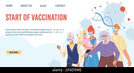 Flat cartoon characters patients,vaccination,coronavirus prevention vector illustration concept Stock Vector