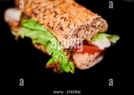 vegetable snack, lettuce, tomatto and ham york Stock Photo