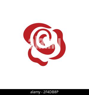 Beautiful Contour Logo with Rose Flower for Boutique or Beauty Salon or Flowers Company Rose Vector Logo Illustration. The logo simple, minimal easy t Stock Vector
