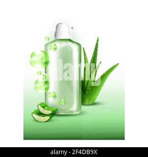 Gel Bottle With Aloe Vera Extract Poster Vector Stock Vector