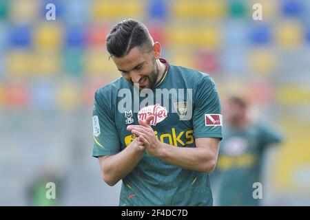 Frosinone, Italy. 20th Mar, 2021. Massimo Coda player of Lecce, during the match of the Italian league series B between Frosinone vs Lecce final result 0-3, match played at the Benito Stirpe stadium in Frosinone. Italy, March 20, 202. (Photo by Vincenzo Izzo/Sipa Usa) Credit: Sipa USA/Alamy Live News Stock Photo