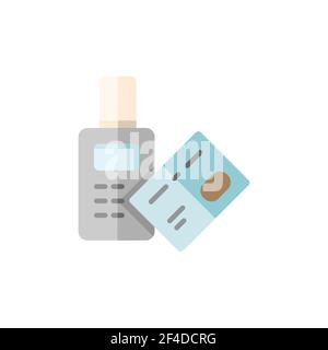 Pay with credit card reader machine. Swiping terminal payment. Contactless. Flat color icon. Isolated commerce vector illustration Stock Vector