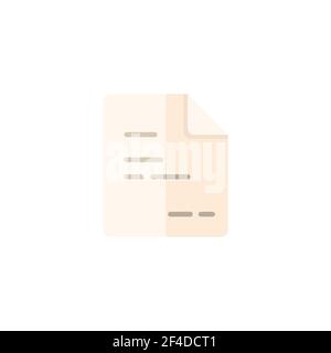 Text document. Paper with content. Invoice. Flat color icon. Isolated commerce vector illustration Stock Vector
