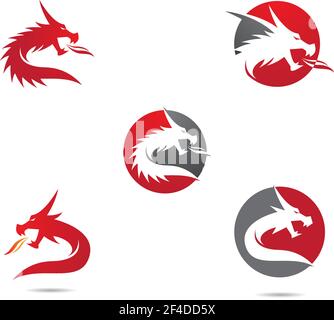 Dragon head logo template vector icon illustration Stock Vector