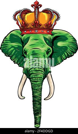 head elephant king animal artwork vector illustration Stock Vector