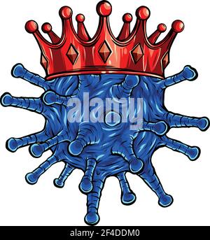 Coronavirus in a cartoon style with crown Stock Vector