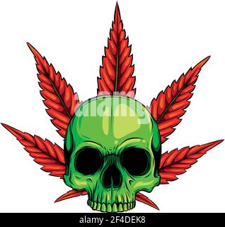 design of skull with leaves marijuana head illustration Stock Vector ...