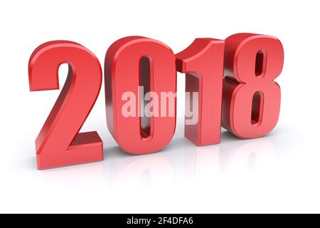 Red 2018 year on a white background. 3d rendered image Stock Photo