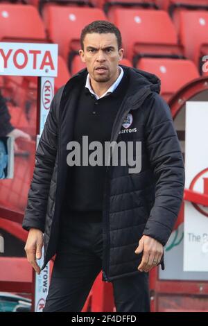 Barnsley, UK. 20th Mar, 2021. Valérien Ismaël manager of Barnsley during the game in Barnsley, UK on 3/20/2021. (Photo by Mark Cosgrove/News Images/Sipa USA) Credit: Sipa USA/Alamy Live News Stock Photo