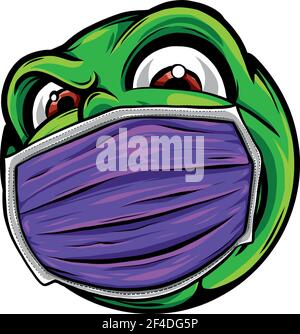 smile Face with Medical Mask cartoon vector illustration Stock Vector