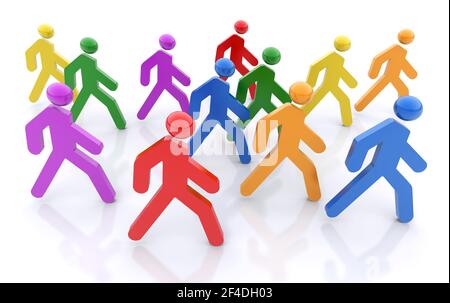 Walking people in the same direction. Business concept 3d illustration Stock Photo