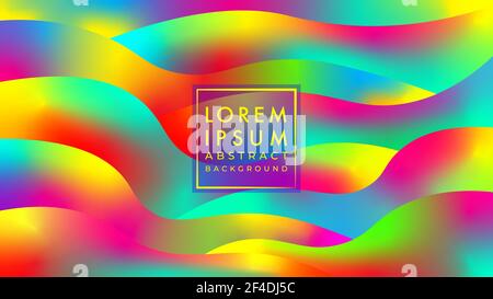 Futuristic rainbow fluid layer vector illustration. Vivid gradient mesh liquid. Colorful abstract background design template. Stock Vector