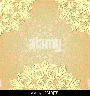 Green Mandala Background.Abstract floral Islamic design.Oriental floral ornament with mandala. Stock Vector