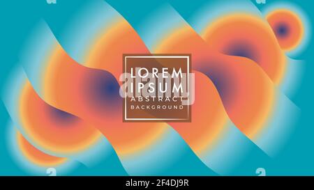 Wavy shape layer with radial earthtone color gradient. Abstract background design template. Brown, orange, beige, dark tuquoise, gradation color. Stock Vector