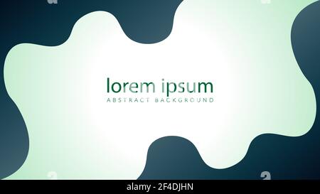 Vector illustration of minimal wavy liquid with blank space. Dark green color gradient fluid. Abstract background design template. Stock Vector