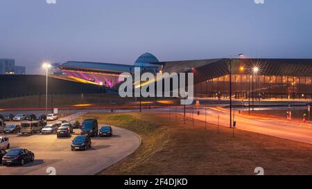 Evening view on a business district, Katowice Poland Stock Photo