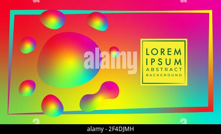 Futuristic rainbow splash vector illustration with rickety square frame shape element. Vivid color gradient mesh liquid. Colorful abstract background Stock Vector