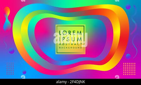 Futuristic 3d wavy shape vector illustration. Vivid rainbow color gradient mesh. Colorful abstract background design template. Stock Vector