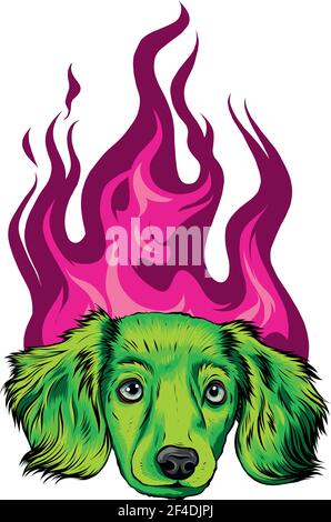 puppy Dog with Flame ornaments vector illustration Stock Vector