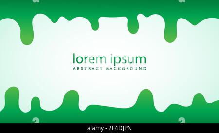 Minimal wavy liquid vector illustration. Vivid green color gradient. Abstract droplets background design template with blank space. Stock Vector