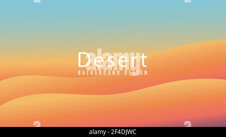 Minimal golden desert vector illustration. Wavy shape with soft earthtone color gradient. Panoramic views. Abstract landscape background design templa Stock Vector