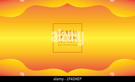 Golden wavy shape vector illustration. Abstract background design template with frame on bottom and top. Yellow to orange color gradient. Stock Vector