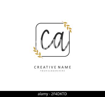C A CA Initial letter handwriting and signature logo. A concept handwriting initial logo with template element. Stock Vector