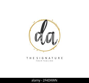 DA Initial letter handwriting and signature logo. A concept handwriting initial logo with template element. Stock Vector