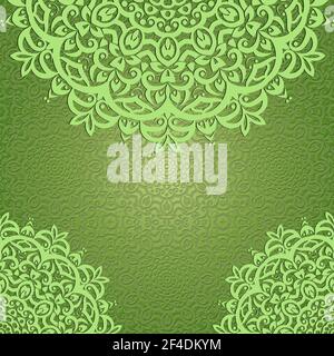 Green Mandala Background.Abstract floral Islamic design.Oriental floral ornament with mandala. Stock Vector