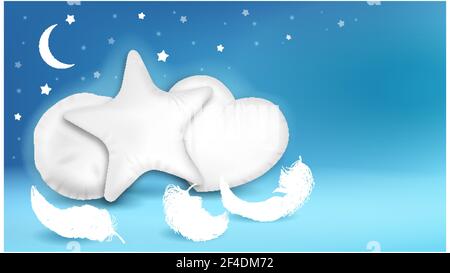Children Orthopedic Pillows Promo Banner Vector Illustration Stock Vector