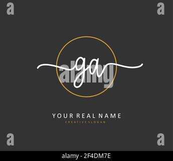 G A GA Initial letter handwriting and signature logo. A concept handwriting initial logo with template element. Stock Vector
