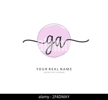 G A GA Initial letter handwriting and signature logo. A concept handwriting initial logo with template element. Stock Vector