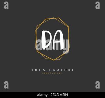 DA Initial letter handwriting and signature logo. A concept handwriting initial logo with template element. Stock Vector