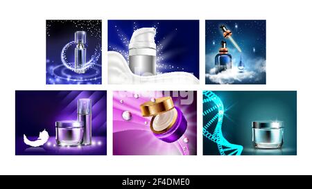 Night Cream Creative Promo Posters Set Vector Stock Vector