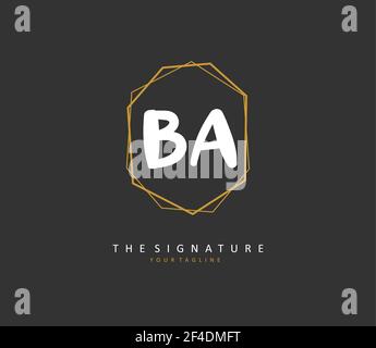 B A BA Initial letter handwriting and signature logo. A concept handwriting initial logo with template element. Stock Vector