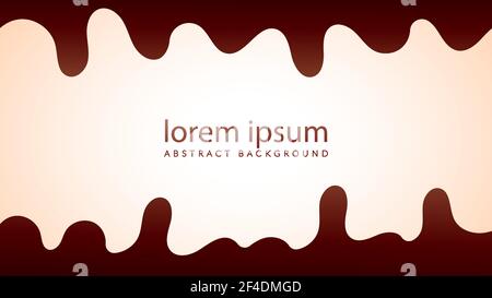 Minimal droplets chocolates liquid vector illustration. Dark brown color gradient. Abstract background design template with blank space. Stock Vector