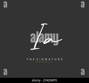 I A IA Initial letter handwriting and signature logo. A concept handwriting initial logo with template element. Stock Vector