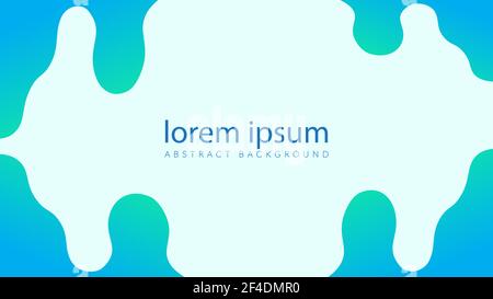 Vector illustration of minimal wavy liquid with blank space. Abstract background design template. Turquoise, blue to green color gradient fluid. Stock Vector