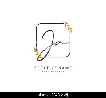 J A JA Initial letter handwriting and signature logo. A concept handwriting initial logo with template element. Stock Vector
