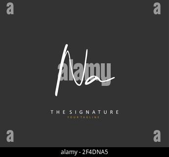 N A NA Initial letter handwriting and signature logo. A concept handwriting initial logo with template element. Stock Vector