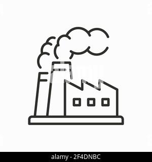 Factory building line icon. Vector illustration on white background. Stock Vector